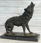 Bronze Statue Wolf Whining Mascot Animal Garden Sculpture Yard Artlarge Size Nr