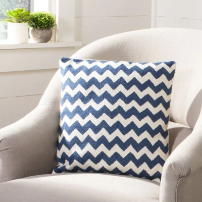 SAFAVIEH Striped Tealea Pillow Set of 2 | Navy Blue | - Image 1 of 3