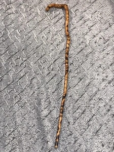 Antique Twisted Hickory Cane with Black Tiger Stripes Handmade - Picture 1 of 10