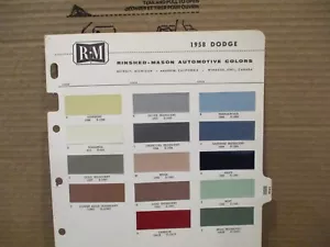 PAINT COLOUR REFERENCE 1958 DODGE AUTOMOTIVE PAINT CHIPS SAMPLE - Picture 1 of 2