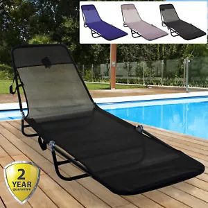More details for sun lounger outdoor garden patio recliner bed adjustable back foot rest chair