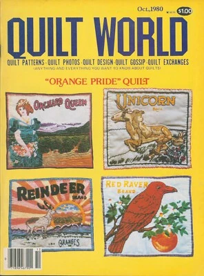Quilt World Magazine Oct 1980 Orange Pride Hollyhock Wreath Sunbonnet Twins Crib - Image 1 of 4