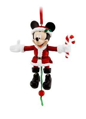 "Adorno H articulado de cuerda de tracción de Santa Mickey Mouse de los parques de Disney 4 1/2"" NUEVO Foto 1 de 3