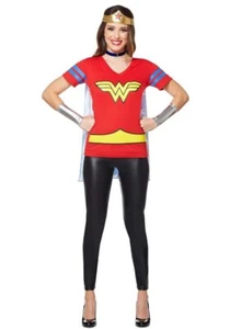 DC Comics Wonder Woman Halloween Costume Babydoll Tee & Cape - Medium #5361 - Picture 1 of 7