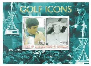 GOLF ICONS SEVE BALLESTEROS BEN HOGAN 2001 MNH STAMP SHEETLET - Imagen 1 de 1