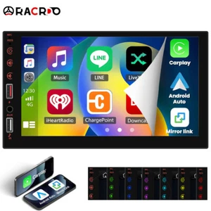 Double 2 Din 7 inch Car Stereo Radio Apple CarPlay/Android Auto Touch Screen USB - Picture 1 of 23