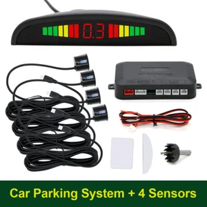 4x Black Parking Sensors Car Auto Reverse Backup Rear Radar LED Alert System Kit - Picture 1 of 9