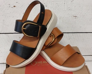 Ladies Heavenly Feet Bernie Vegan Lightweight Buckle Wedge Sandals - Picture 1 of 17