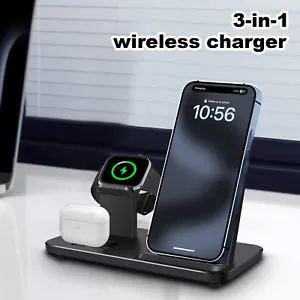 3In1 Wireless Charger Fast Charging Station For Apple Watch Ultra2 iPhone 16 Pro - Picture 1 of 20