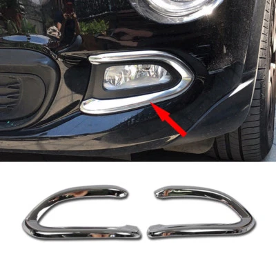 Fit for 2016-2018 Fiat 500X POP/LOUNGE Chrome Front Fog Light Lamp Cover Trim - Image 1 of 4