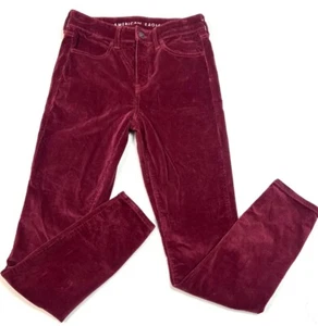 American Eagle Outfitters Maroon Corduroy Super Stretch Jegging Women's Sz 4R - Picture 1 of 9