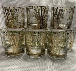 Juego de 10 vasos de bambú Culver dorado y verde vintage años 50-80 MCM - Imagen 1 de 10