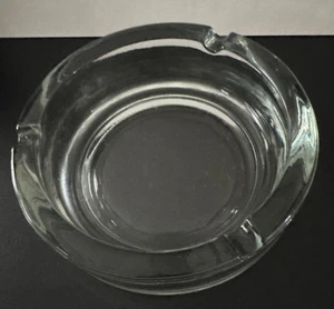 VTG 1960’s MCM 3 Slot Heavy Round Clear Glass Ashtray 6” Diameter x 1.5” Deep - Picture 1 of 6
