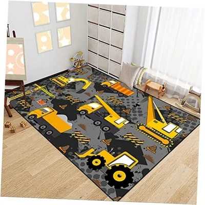 Construction Rugs for Boys Room Play Mat for Cars and Trucks PlayMat Kids Rugs  - Image 1 of 4