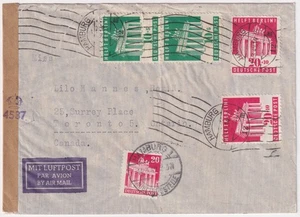 Bizone Mi.Nr. 101 & 102 auf Zensur-Luftpostbrief von Hamburg nach Toronto 1949 - Picture 1 of 2