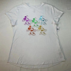 2025 Disney Parks Metallic Mickey Mouse White T-Shirt Women’s - Med XL XXL - NEW - Picture 1 of 12
