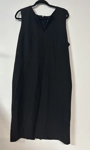 Ann Taylor Kleid Damen Größe 18T Schwarz Kurzarm A-Linie V-Ausschnitt Reißverschluss hinten - Bild 1 von 7