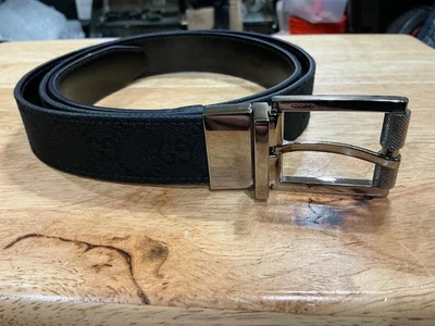 Cinturón reversible clásico Gucci GG logotipo lona/cuero hebilla cuadrada para hombre 44/110 - Imagen 1 de 4