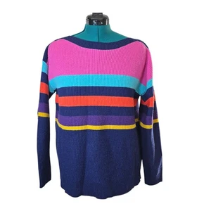 WoolOvers gestreifter Lammwollpullover Damen Größe L bunt Strickpullover - Bild 1 von 9
