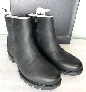 Sorel Emelie III CREMALLERA CHELSEA Impermeable Cuero Botines Negro Talla 8 - Imagen 1 de 9