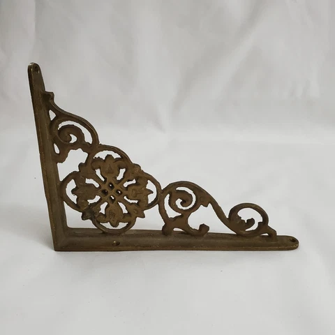 Ornate Swirled Floral Solid Brass Corbel or Shelf Bracket 6.25 in x 4.5 x 1 Cover