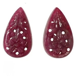 2 Pieces 17.oo carats Natural Ruby Carving No Heat No Treat - Picture 1 of 2