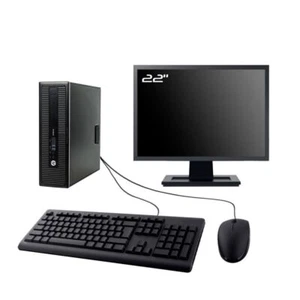 PC HP ProDesk 600 G2 SFF Ecran 22" Intel I3-6100 RAM 64Go SSD 480Go W11 Wifi - Photo 1/7