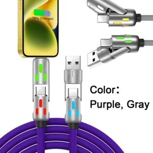 4-in-1 Fast Charging Cable 4FT Type-C Connector PD 65W 27W For iPhone SamSung - Picture 1 of 6