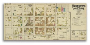 Tombstone Arizona 1880s Vintage Style Old West Street Map - 12x28 - Picture 1 of 3