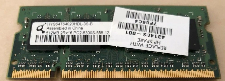 512MB Qimonda HYS64T6402HDL-3S-B PC2-5300, DDR2, 667 MHz - Bild 1 von 1