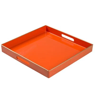 Decorative Tray Orange Serving Tray with Handles Coffee Table Tray Square Pla... - Image 1 of 4