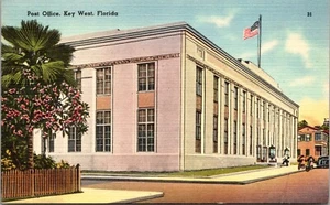 Post Office on Key West FLORIDA LINEN POSTCARD D16 - Picture 1 of 2