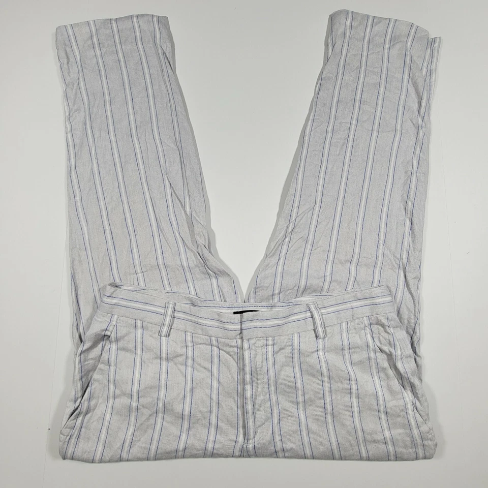 Banana Republic Avery Linen Blend Pant Gray Striped Women's size 34x27 - Image 1 of 4