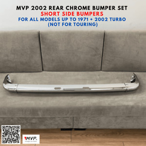 MVP BMW 2002 Rear Chrome Bumper, Short Bumpers up to 71', W/ 2PC Euro Tag Lamps
