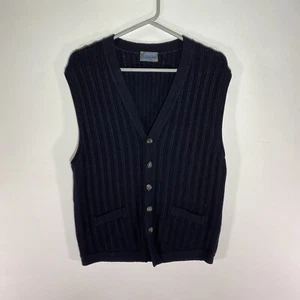 KENZO Button Up Sweater Mens Size M Preppy V Neck Sweater Navy Blue - Picture 1 of 8