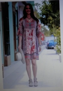 Sundance Wild Provence Boho Festival Dress Mixed Print Tie Dye Women’s Size XL - Picture 1 of 5