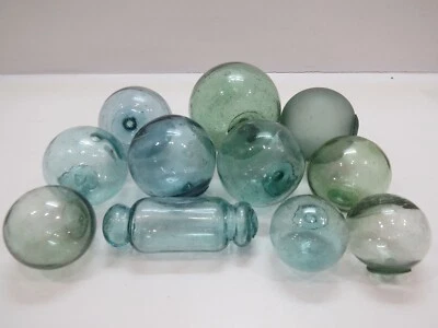 11 Auténticos Flotadores de Vidrio Japoneses Bola Boya Tiki Hut Bar Red Pesca (G2-965B) Foto 1 de 4