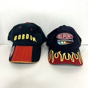 Jeff Gordon #24 NASCAR Cap Flames Chase Authentics DuPont, 2 Hat Lot - Picture 1 of 10