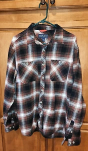 Pacific Crest Flannel Button Down Long Sleeve Shirt Brown, Red, Black XL - Picture 1 of 7