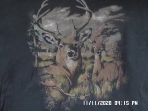 NEW 4XL T-Shirt: Large Buck w/ Doe Whitetail Deer (Black) Hunting - Picture 1 of 2