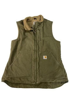 Carhartt Lined Canvas Duck Vest Women's Medium Green WV001 LOV Workwear - Picture 1 of 4