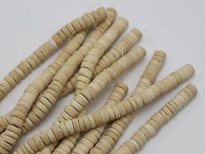 2 Strands of 16" White Natural Coconut Rondelle Beads 8mm