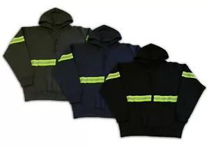 Hoodie Reflective High Visibility Hi Vis Safety Zip Front Work Clothes Uniform - Picture 1 of 15