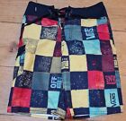 Vans Board Shorts Red Yellow Green Checked With Logo  22' Waist