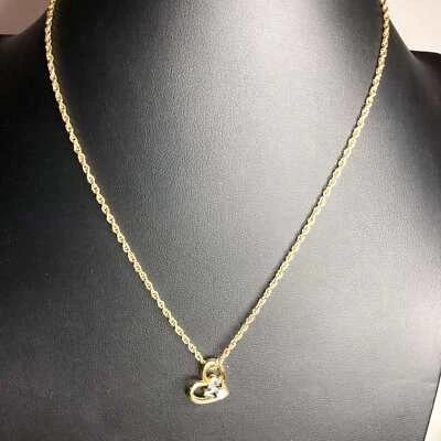 Colgante Corazón 3212 Nina Ricci Chapado en Oro con Logo Sin Reserva 14-16" Cadena Giratoria Foto 1 de 2