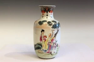 Antique Chinese Porcelain Republic Vase Qianlong Mark Famille Rose Export 8" - Picture 1 of 14