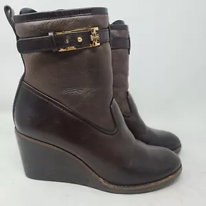 Tory Burch Primrose Stiefel Damen 7,5 braun Leder Kunstfell Reißverschluss - Bild 1 von 10