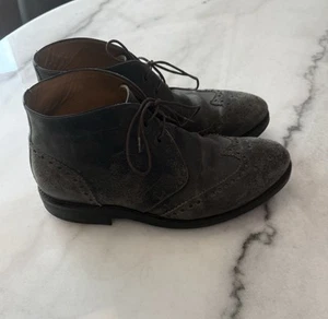 Harry's of London Wingtip Oxford Ankle Boot Men Sz 10 EU 42.5 Distressed Olive - Picture 1 of 11
