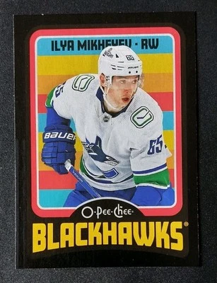 2024-25 O-Pee-Chee Ilya Mikheyev Black Border Retro Card #270. 2/100. Blackhawks - Image 1 of 3
