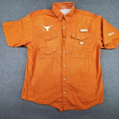 Texas Longhorns Shirt Mens Large Orange NCAA Football Short Sleeve Fishing - Image 1 of 4
